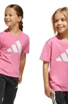 Dětské bavlněné tričko adidas růžová barva, s potiskem, JC9718