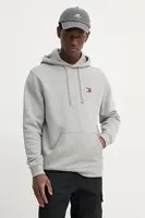 Bavlněná mikina Tommy Jeans pánská, šedá barva, s kapucí, hladká, DM0DM20258
