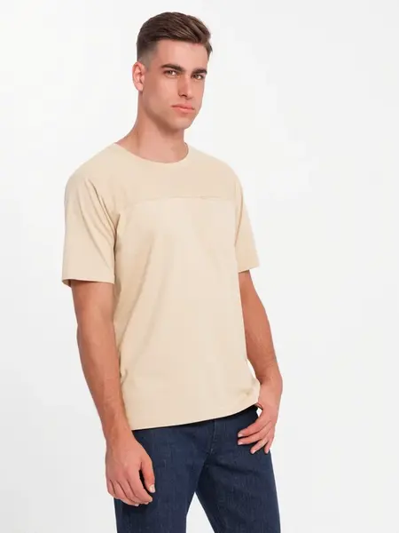 Ombre Men's LOOSE FIT T-shirt with pocket - beige