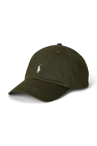 Dětská bavlněná kšiltovka Polo Ralph Lauren zelená barva, 323785653063
