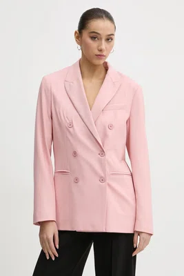 Vlněné sako Fiorucci růžová barva, hladká, W01FMBDO059WO01PN02