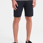 Ombre Men's structured knit shorts with chino pockets - navy blue