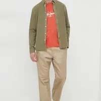 Bavlněná košile Pepe Jeans PHIL zelená barva, regular, s límečkem button-down, PM308274