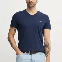 Bavlněné tričko Lacoste tmavomodrá barva, TH6710