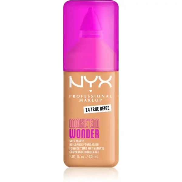 NYX Professional Makeup Make ‘Em Wonder lehký matující make-up odstín 14 True Beige 30 ml