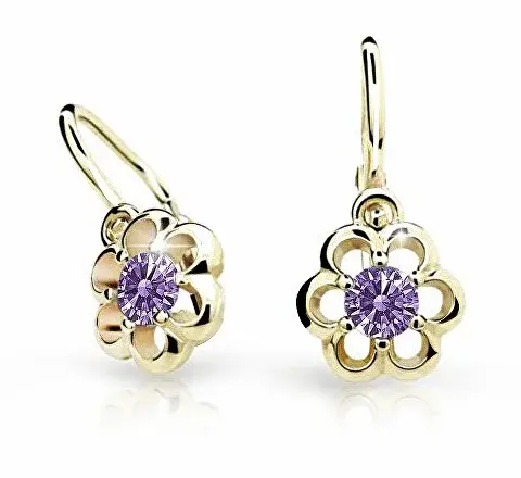 Cutie Jewellery Zlaté dětské náušnice C1947-10-X-1 fialová