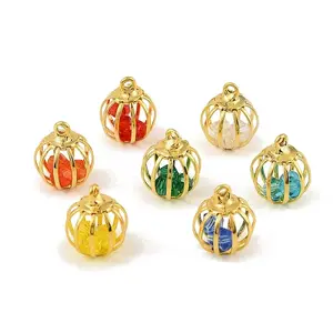 Brass Glass Bead Cage Pendants