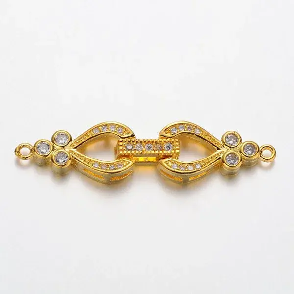 Brass Micro Pave Cubic Zirconia Fold Over Clasps