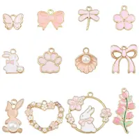 60Pcs 12 Styles Alloy Enamel Pendants