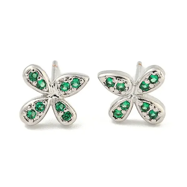 Rack Plating Brass Micro Pave Clear Cubic Zirconia Stud Earrings