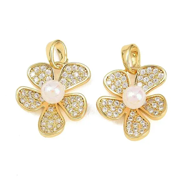 Brass Micro Pave Clear Cubic Zirconia Pendants