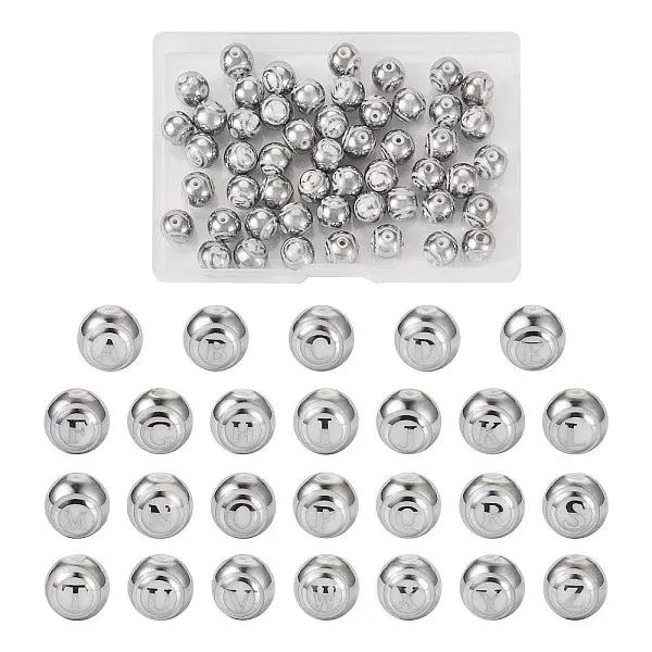 52Pcs 26 Style Electroplate Glass Alphabet Beads