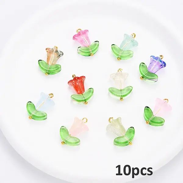 10Pcs Glass Pendants