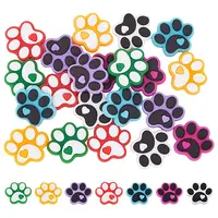 21Pcs 7 Colors Dog Paw Print Food Grade Eco-Friendly Silicone Focal Beads