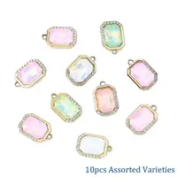 10Pcs UV Plating Alloy with Mixed Color Glass Rhinestone Pendants