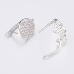 Brass Micro Pave Cubic Zirconia Hoop Earring Findings with Latch Back Closure