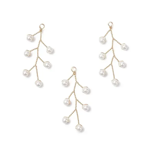 Shell Pearl Copper Wire Wrapped Round Pendants