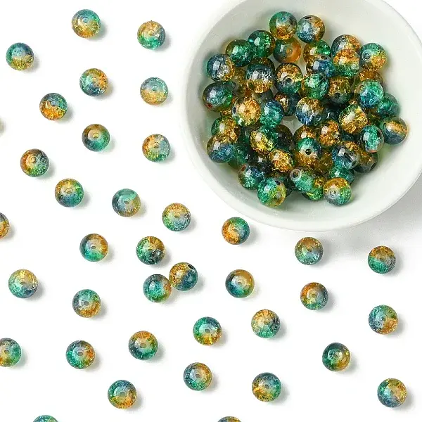 100Pcs Crackle Glass Beads