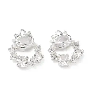 Brass Micro Pave Clear Cubic Zirconia Pendants