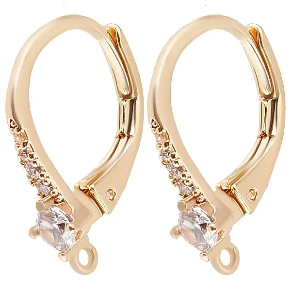 10Pcs Brass Cubic Zirconia Leverback Earring Findings