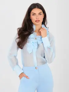 Světle modrá šifonová halenka s volány