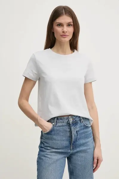 Bavlněné tričko Sisley šedá barva