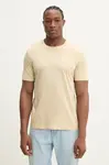 Bavlněné tričko HUGO Dero222 béžová barva, 50466158