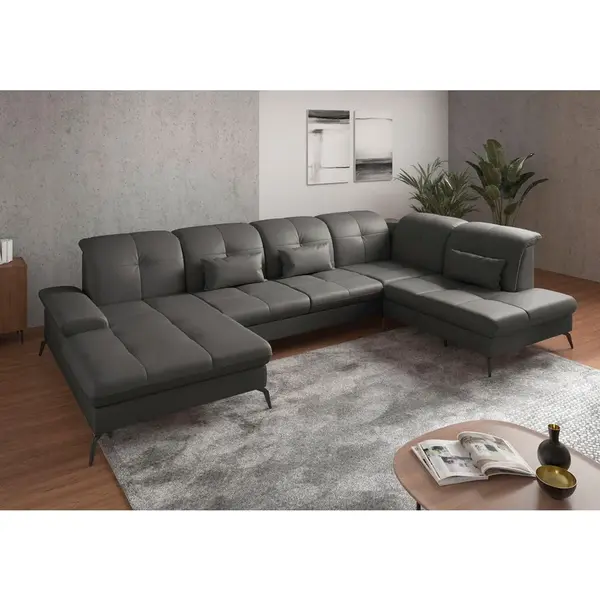 Sit & More SEDACÍ SOUPRAVA, textil, kůže, antracitová