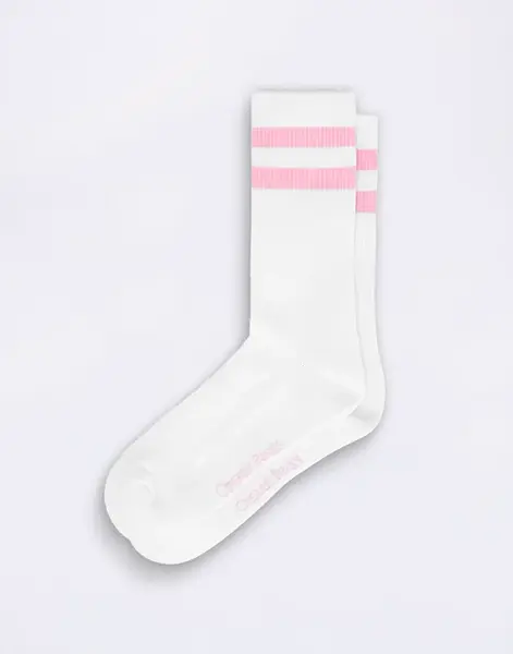 Organic Basics Core Stripe Crew Socks 3-pack White / Soft Pink 35-38