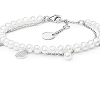 Silvego Elegantný strieborný náramok s perlami a zirkónmi GRP20213BW16