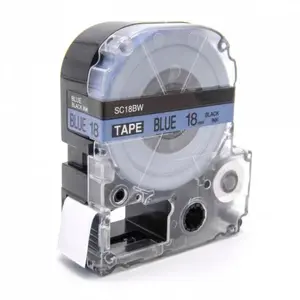 Epson LK-5LBP, SC18BW, 18mm x 9m, černý tisk / modrý podklad, kompatibilní páska