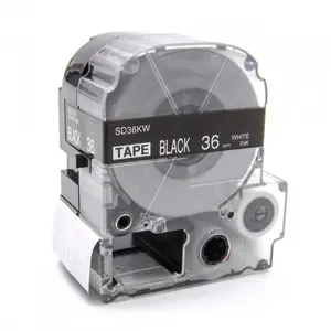 Epson LK-7BWV, SD36KW, 36mm x 9m, bílý tisk / černý podklad, kompatibilní páska