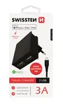 SWISSTEN SÍŤOVÝ ADAPTÉR SMART IC 2x USB 3A POWER + DATOVÝ KABEL USB / LIGHTNING MFi 1,2 M, ČERNÁ