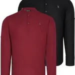 DOUBLE SET G783 DEWBERRY JUDGE COLLAR SHIRT-BLACK-BURGUNDY