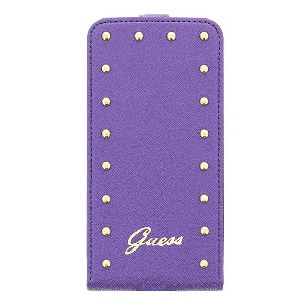 GUFLS5SAV Guess Studded Flip Kožené Pouzdro Purple pro Samsung G900 Galaxy S5