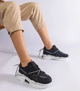 Gemre Black women's sneakers with glitter Agar