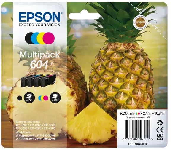 Epson 604 T10G640 C13T10G64010 barevná (CMYK) sada originální cartridge