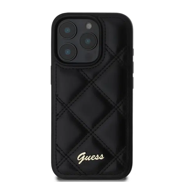 Zadní kryt Guess PU Leather Quilted pro Apple iPhone 16 Pro Max, černá