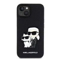 Zadní kryt Karl Lagerfeld PU Saffiano Karl and Choupette NFT pro Apple iPhone 13, černá