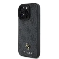Zadní kryt Guess PU 4G Small Metal Logo MagSafe pro Apple iPhone 16 Pro, šedá