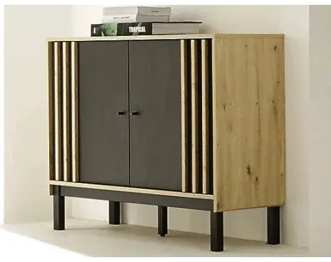 Úložná skrinka Volano, dub artisan/černá%