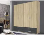 Šatníková skriňa Rasant Extra, 168 cm, dub sonoma/šedá%