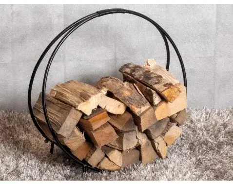 Kovový stojan na drevo ku krbu Oskar, čierny%