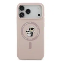 Zadní kryt Karl Lagerfeld Liquid Silicone Karl and Choupette MagSafe pro Apple iPhone 17 Pro Max, růžová