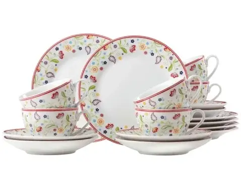 Kávový servis (18 dielov) Shanti Doppio, farebné kvety%