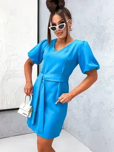 Resti Women's mini dress with puff sleeves and V-neck