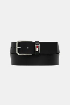 Kožený pásek Tommy Jeans pánský, černá barva, AM0AM13687