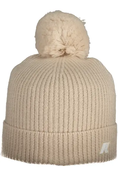 Béžová čepice s bambulí