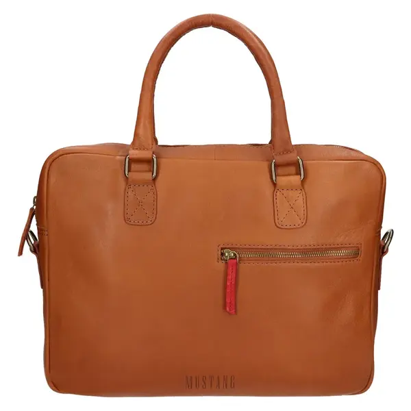 Pánska kožená taška na notebook Mustang Lucius - koňak