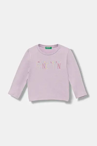 Dětské bavlněné tričko s dlouhým rukávem United Colors of Benetton